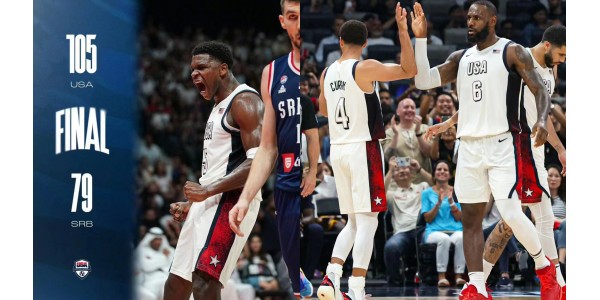 Det amerikanske mænds basketballhold vandt tre på hinanden følgende kampe i de olympiske opvarmningskampe